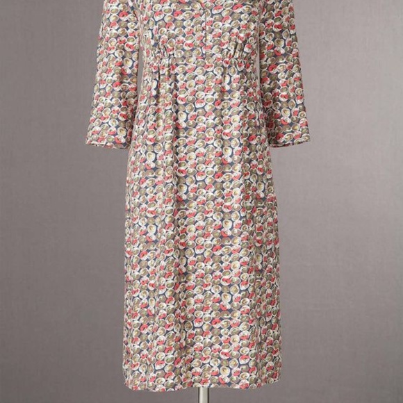 Boden Martha Dress 3/4 Sleeve Blue Bud Pattern - Sz 8R US, 12R UK - Picture 12 of 12
